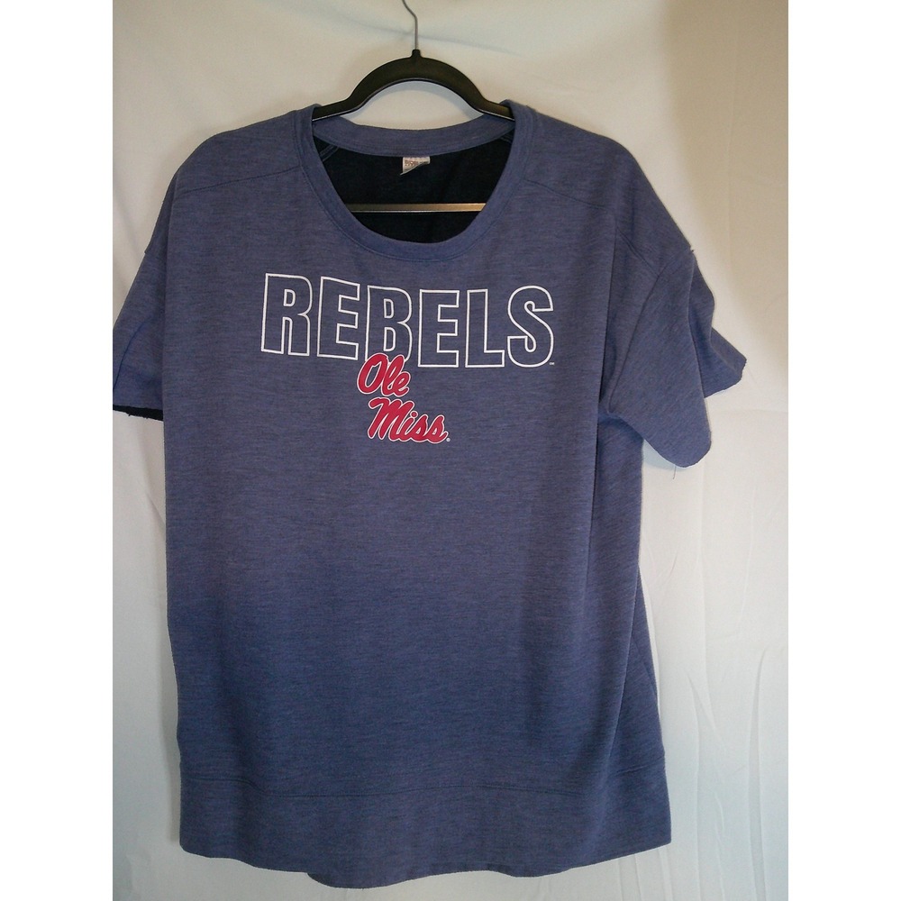 Ole Miss Rebels Womens XXL Blue Short Sleeve Crewneck Top Officially Licensed